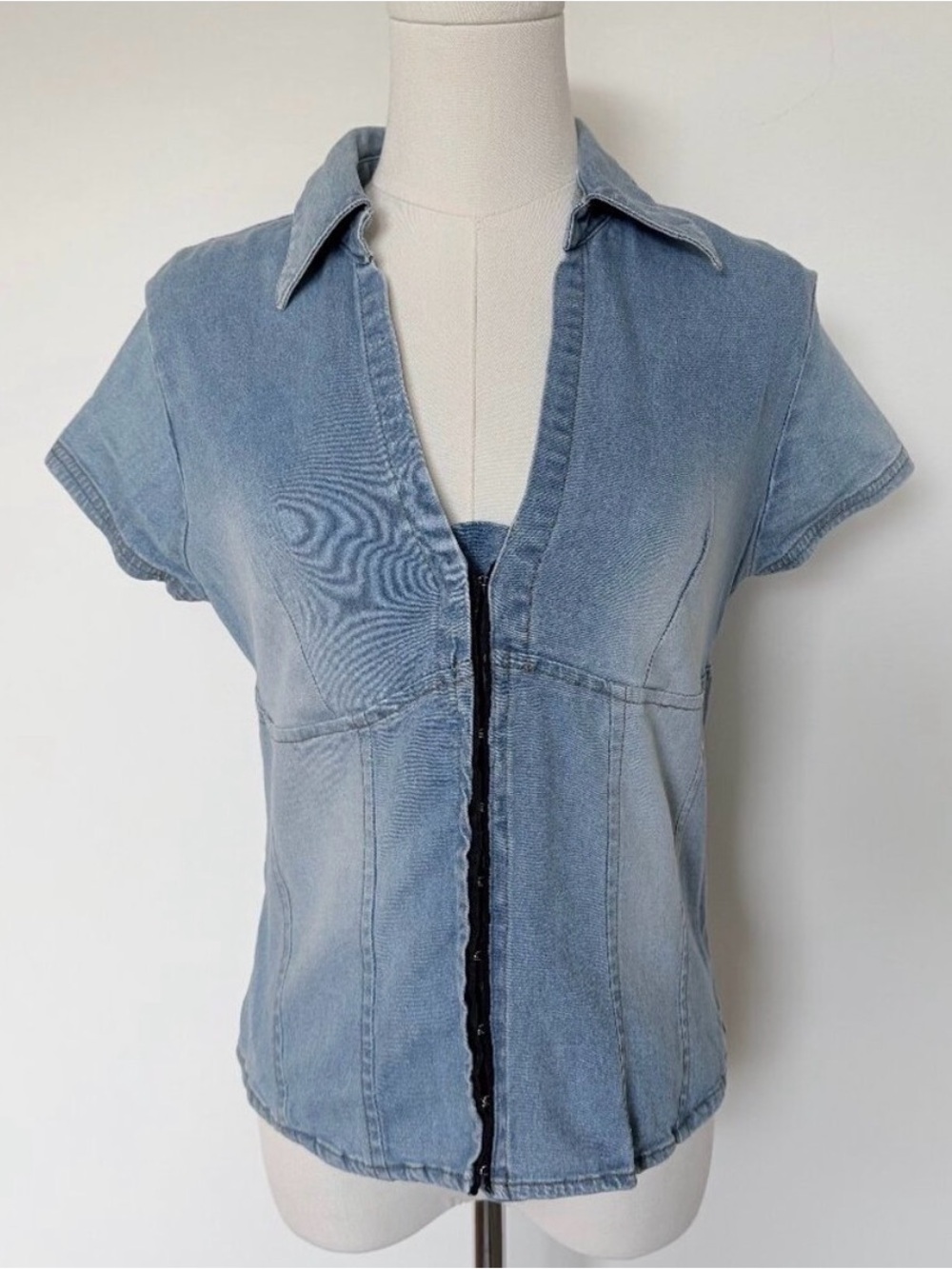 Vintage Y2K Denim Wash Corset Style T-Shirt